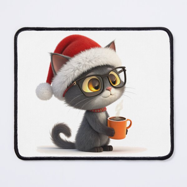 Item preview, Christmas Coffee Cat – Cute Holiday Cartoon by Vivo Studio designed and sold by VivoStudio.