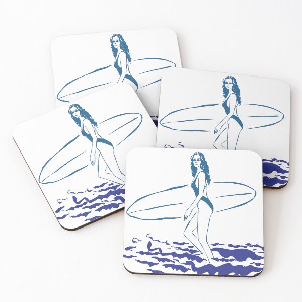 Item preview, Surfer Girl Silhouette with Surfboard in Ocean Waves designed and sold by S1990S.