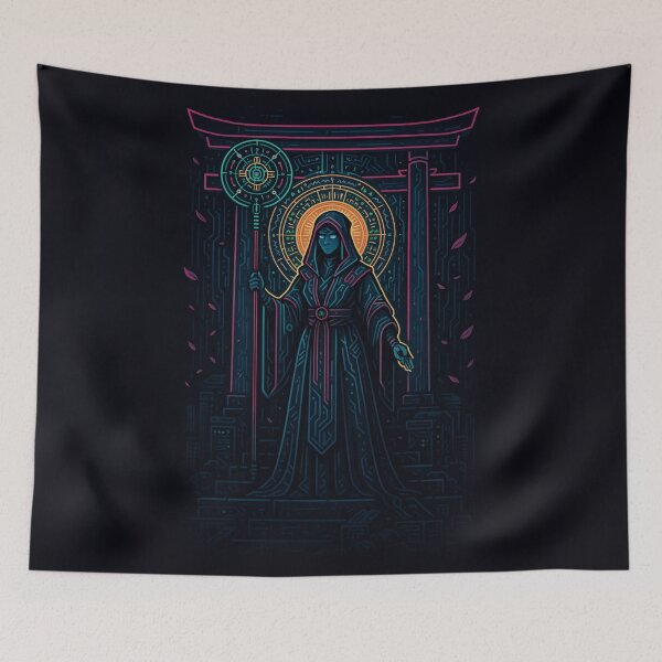 Item preview, Neon Priestess in Digital Temple designed and sold by UnitedThreads.