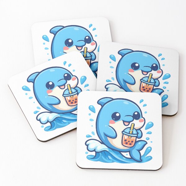 Item preview, Adorable Kawaii Dolphin Enjoying Bubble Tea designed and sold by PandaTShirtShop.