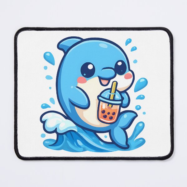 Item preview, Adorable Kawaii Dolphin Enjoying Bubble Tea designed and sold by PandaTShirtShop.