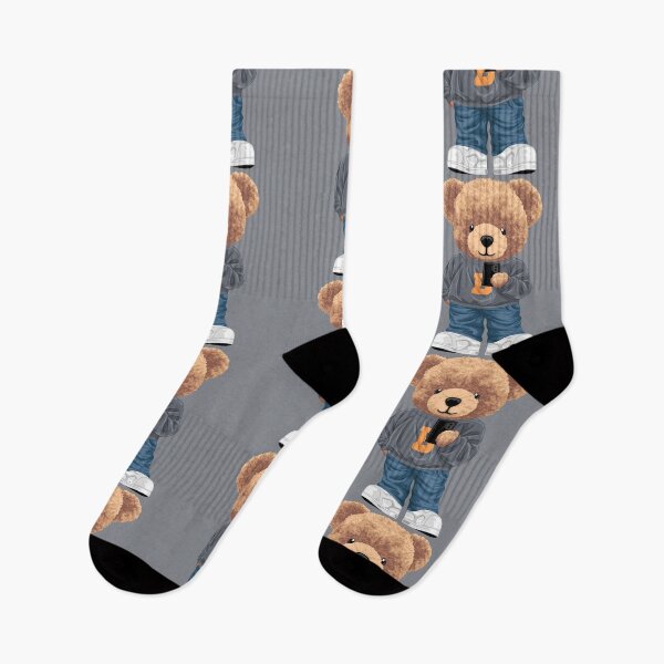 Item preview, Cute teddy bear holding smartphone in casual outfit designed and sold by Bhonard 21.