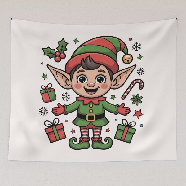 Item preview, Cute Christmas Elf – Kawaii Holiday Cartoon Character Design designed and sold by Mastihuba Studio™.