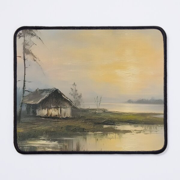 Item preview, Country House By Lake Painting, Country Landscape Art Print, Lake House Painting, Antique Oil Painting designed and sold by SavageVision.
