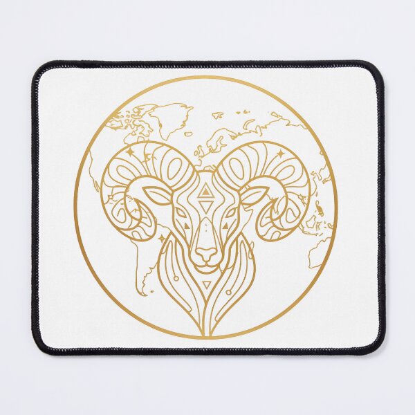 Item preview, Aries Ram: Golden Geometric Zodiac Globe Art designed and sold by Edwin's Art Shop.