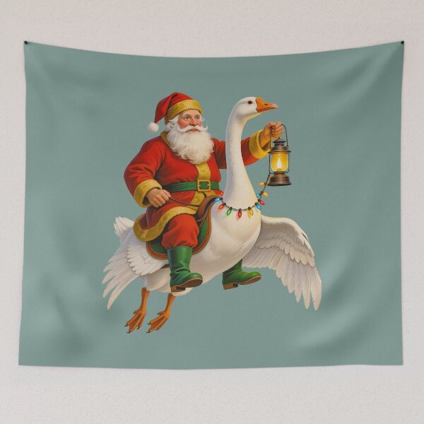 Item preview, Vintage Santa Claus riding a goose. designed and sold by Kamoufleur.