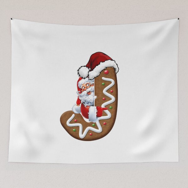 Item preview, Gingerbread Letter J Christmas Design | Cute Santa Alphabet Cookie Art designed and sold by Pandastore14.