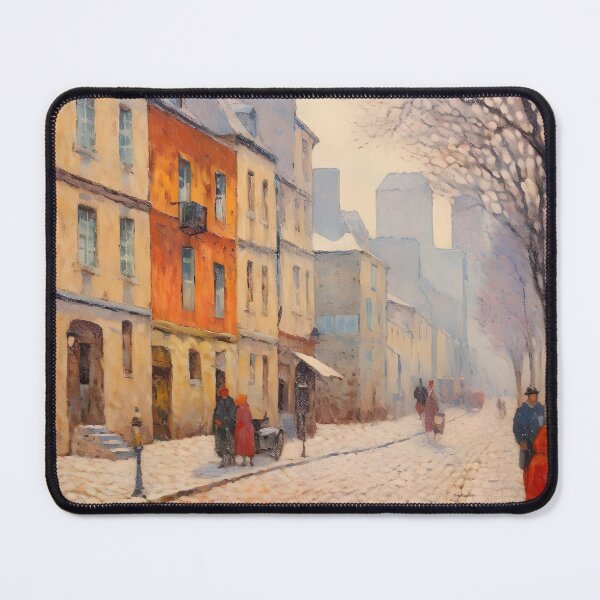 Item preview, Antique Paris Street Painting, Neutral Paris Cityscape, Street Scene Painting, Winter Scene French Cityscape Wall Decor, Architecture Print designed and sold by SavageVision.