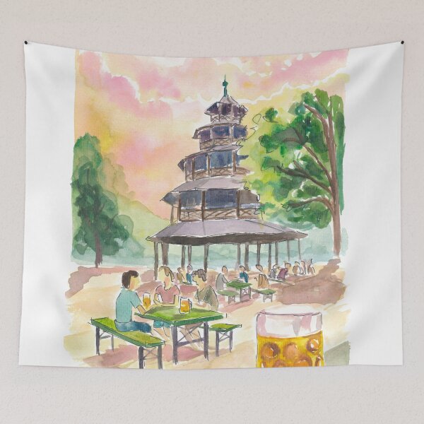 Item preview, Chinese Tower in English Garden Munich Later Afternoon Chilling designed and sold by artshop77.