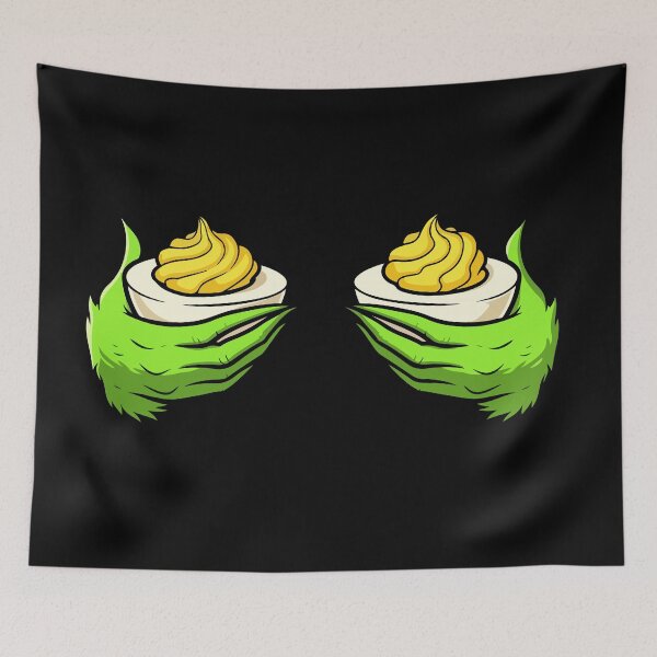 Item preview, Grinch Hands Holding Fun Festive Deviled Eggs designed and sold by MotivaChic.
