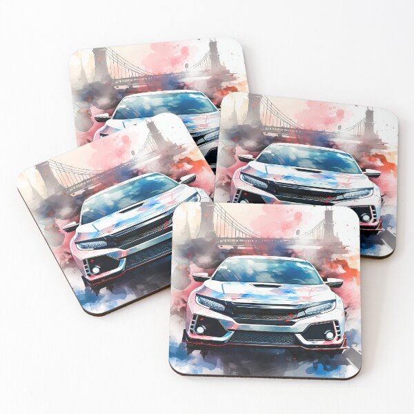 Item preview, Powerful Hatchback Car Framed By Watercolor Bridge Scene designed and sold by RevUpDesign.