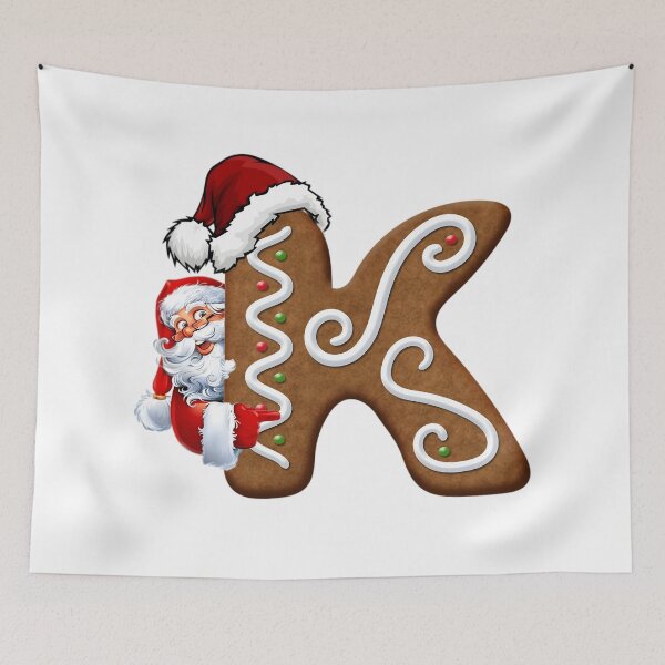 Item preview, Gingerbread Letter K Christmas Design | Cute Santa Alphabet Cookie Art designed and sold by Pandastore14.