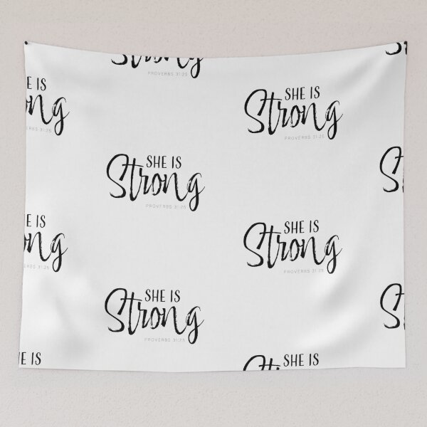 Item preview, She Is Strong – Christian Faith Typography T-Shirt Design designed and sold by CrossCrafted.