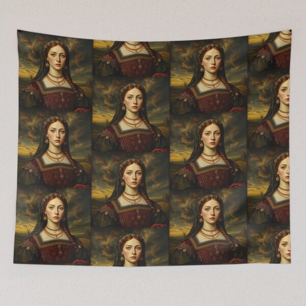 Item preview, Tudor Era Courtier woman in a beautiful period dress portrait art designed and sold by Vintage Designs +.