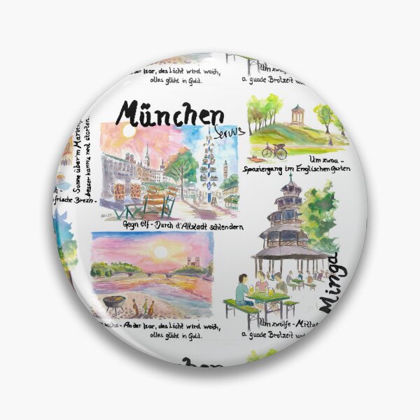 Item preview, Munich Bavaria Perfect Day Travel Sketches and Memories Art - German Version designed and sold by artshop77.