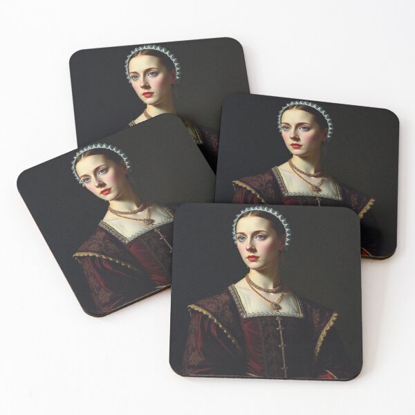 Item preview, Tudor Era Courtier woman in a beautiful period dress portrait art designed and sold by Vintage Designs +.