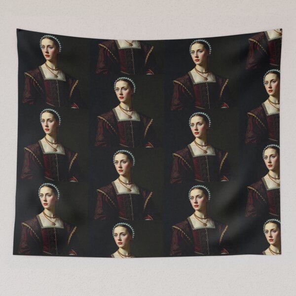 Item preview, Tudor Era Courtier woman in a beautiful period dress portrait art designed and sold by Vintage Designs +.