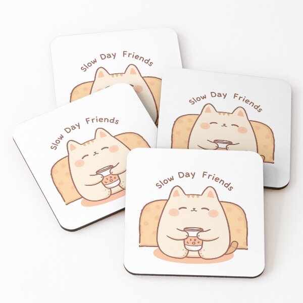 Item preview, Cozy Chubby Cat Hugging a Warm Mug – Soft Pastel Japanese Café Aesthetic Illustration designed and sold by SlowDayFriends.