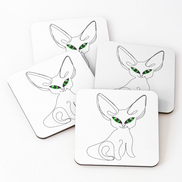 Item preview, Abstract Line Art of a Fennec Fox with Emerald Eyes designed and sold by Vandara - Your source of positivity and cute fennec foxes.
