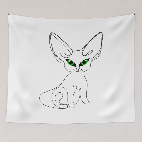 Item preview, Abstract Line Art of a Fennec Fox with Emerald Eyes designed and sold by Vandara - Your source of positivity and cute fennec foxes.