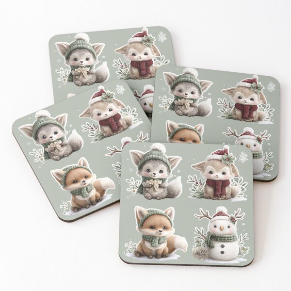Item preview, Woodland Christmas Animals Set 6 designed and sold by PaintbrushPlace.