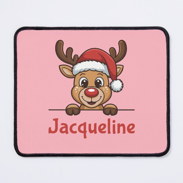 Item preview, Jacqueline Cute Christmas Reindeer Graphic with Santa Hat | Personalized Holiday Gift Idea designed and sold by 89BLACK.