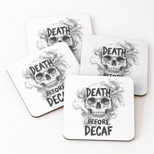 Item preview, Death Before Decaf • Coffee Skull Doodle Art designed and sold by Erik Visnievskij.