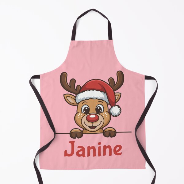 Item preview, Janine Cute Christmas Reindeer Graphic with Santa Hat | Personalized Holiday Gift Idea designed and sold by 89BLACK.
