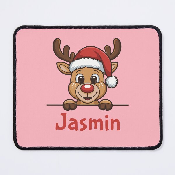 Item preview, Jasmin Cute Christmas Reindeer Graphic with Santa Hat | Personalized Holiday Gift Idea designed and sold by 89BLACK.