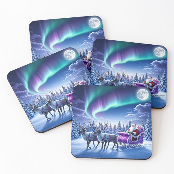 Item preview, Enchanted Purple Sleigh Ride – Santa’s Magical Journey Through a Winter Night designed and sold by PixelVibe782.