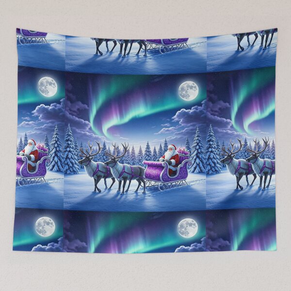 Item preview, Enchanted Purple Sleigh Ride – Santa’s Magical Journey Through a Winter Night designed and sold by PixelVibe782.