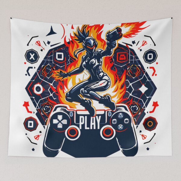Item preview, PlayStation Gaming Fire Energy Controller Art designed and sold by DrawDrip.