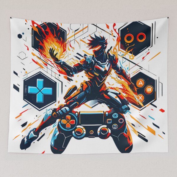 Item preview, PlayStation Gaming Hero Fire Controller Art designed and sold by DrawDrip.