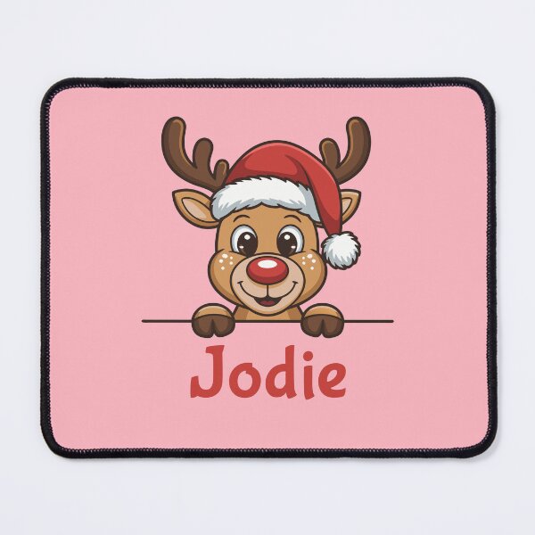 Item preview, Jodie Cute Christmas Reindeer Graphic with Santa Hat | Personalized Holiday Gift Idea designed and sold by 89BLACK.