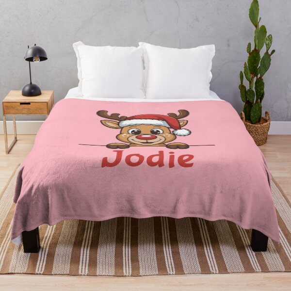 Item preview, Jodie Cute Christmas Reindeer Graphic with Santa Hat | Personalized Holiday Gift Idea designed and sold by 89BLACK.