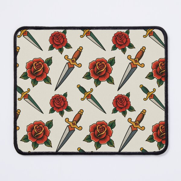 Item preview, dagger and rose traditional tattoo style designed and sold by Tattee.
