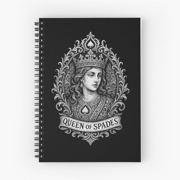 Item preview, Elegant Queen of Spades – Vintage Engraving Style Illustration designed and sold by The Devil's Bargain.