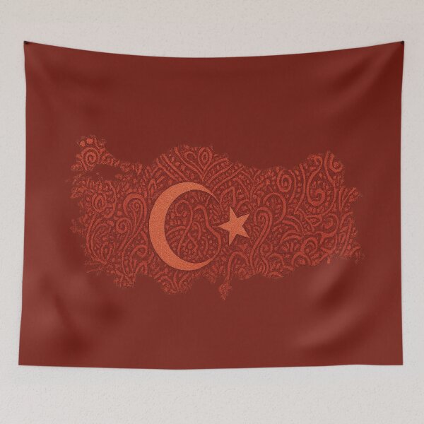 Item preview, Turkey Map Silhouette with Abstract Red Textile Patterns – Turkish Flag Inspired Art | Turkey Europe Istanbul Design designed and sold by Globalcitytees.