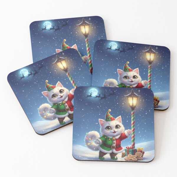 Item preview, Christmas Elf Cat by the Lamp Post designed and sold by GrafixLabArt.