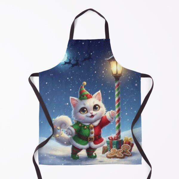 Item preview, Christmas Elf Cat by the Lamp Post designed and sold by GrafixLabArt.