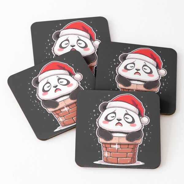 Artikelvorschau, Lustiger Chibi-Panda steckt im Schornstein fest – Niedliches Weihnachts-Cartoon-Design entworfen und verkauft von ColorSplash123.