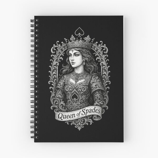 Item preview, Royal Queen of Spades – Ornamental Fantasy Line Art designed and sold by The Devil's Bargain.