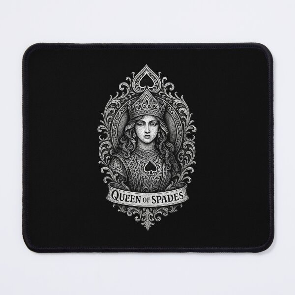 Item preview, Baroque Queen of Spades – Ornate Monochrome Illustration designed and sold by The Devil's Bargain.