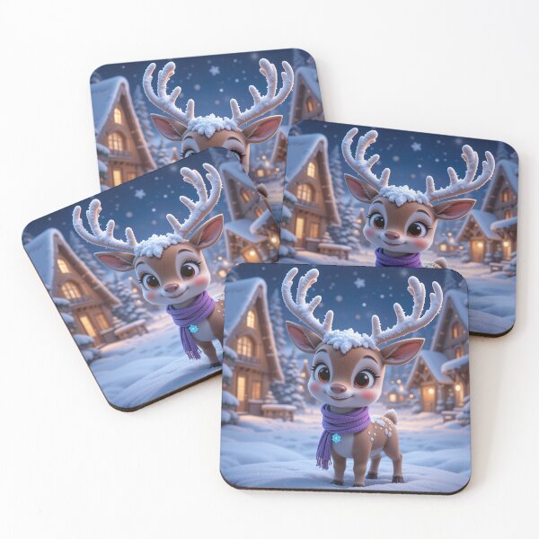 Item preview, Magical Winter Reindeer – A Cozy Night in a Snowy Holiday Village designed and sold by PixelVibe782.