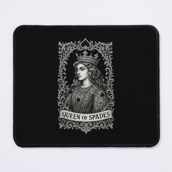 Item preview, Intricate Queen of Spades Emblem – Detailed Monochrome Artwork designed and sold by The Devil's Bargain.