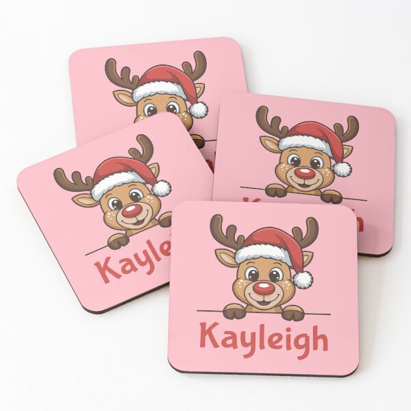 Item preview, Kayleigh Cute Christmas Reindeer Graphic with Santa Hat | Personalized Holiday Gift Idea designed and sold by 89BLACK.