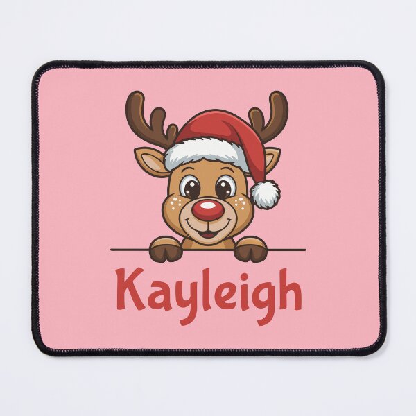 Item preview, Kayleigh Cute Christmas Reindeer Graphic with Santa Hat | Personalized Holiday Gift Idea designed and sold by 89BLACK.