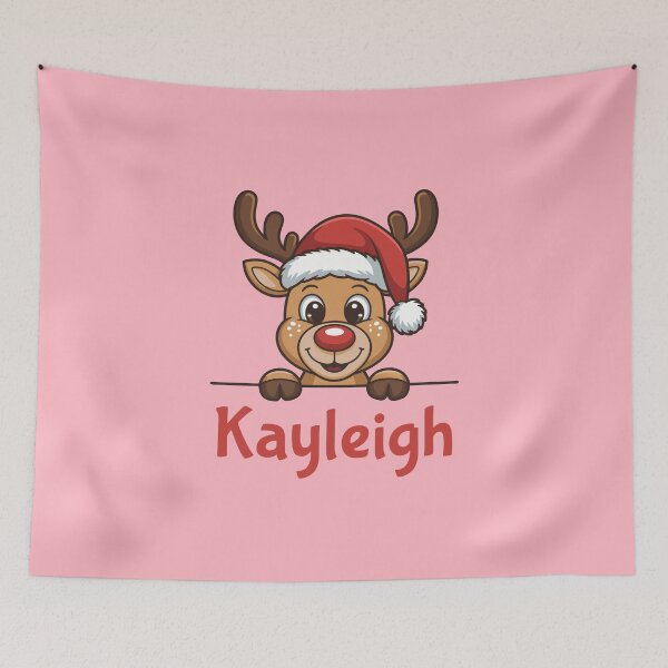 Artikelvorschau, Niedliche Weihnachts-Rentier-Grafik von Kayleigh mit Weihnachtsmannmütze | Personalisierte Geschenkidee für Weihnachten entworfen und verkauft von 89BLACK.