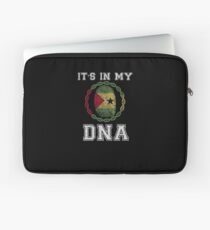 Sao Tome And Principe Its In My Dna Gift For Sao Tomean From Sao Tome And Principe - DNA Strand and Thumbprint With Sao Tome And Principe Flag Laptop Sleeve