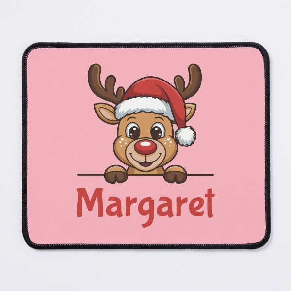 Item preview, Margaret Cute Christmas Reindeer Graphic with Santa Hat | Personalized Holiday Gift Idea designed and sold by 89BLACK.